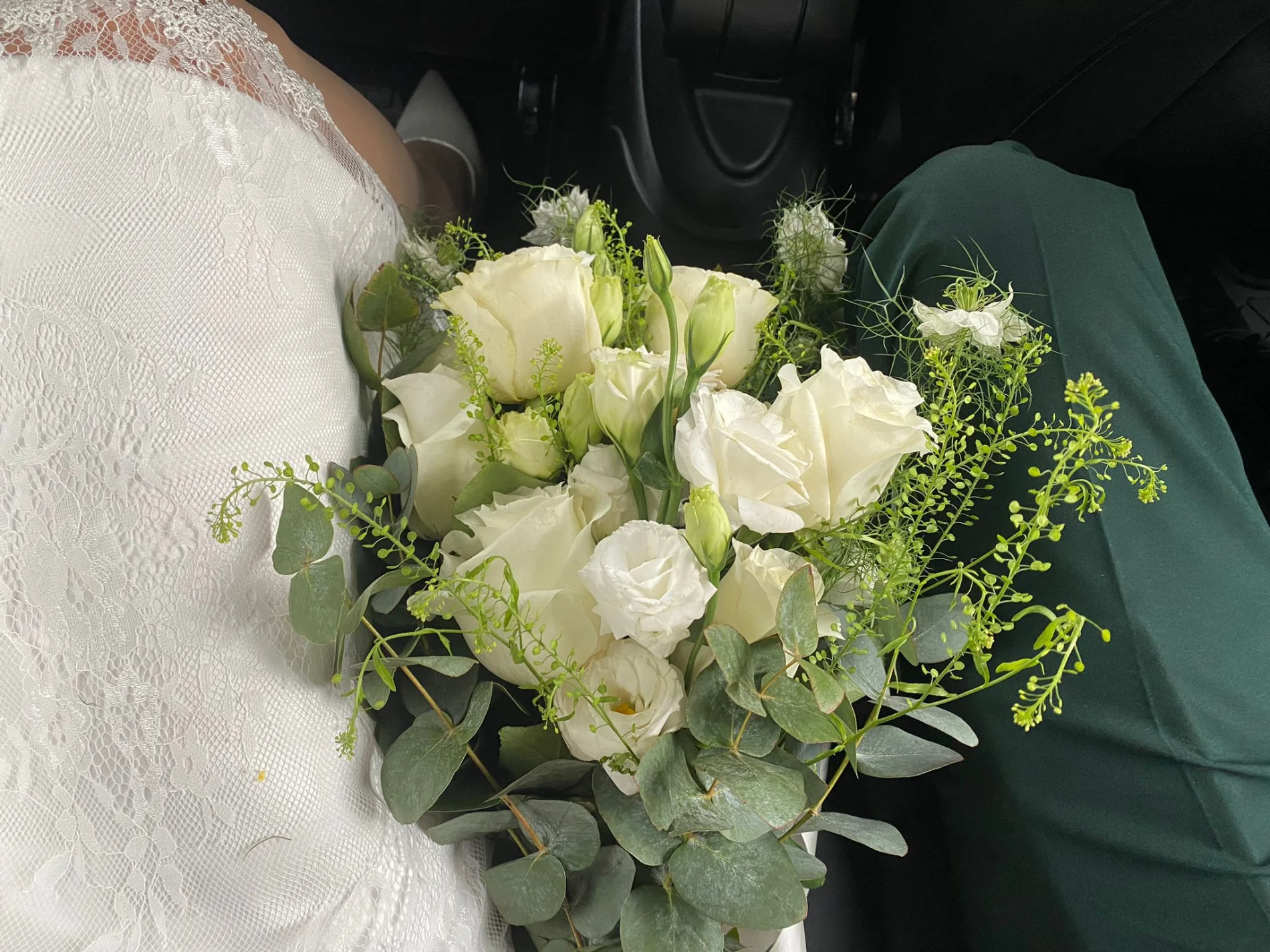 White roses & fresh greenery
