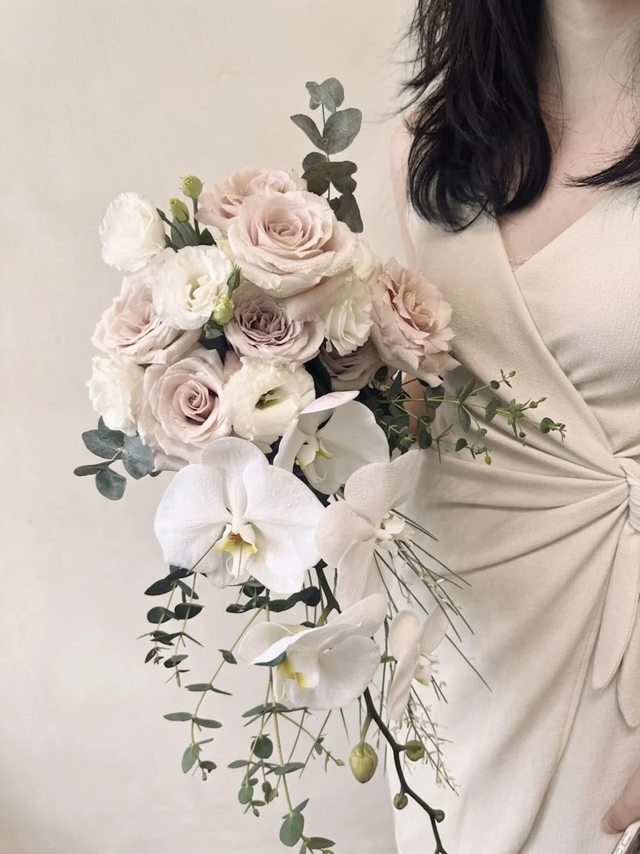 Soft blush cascading bouquet