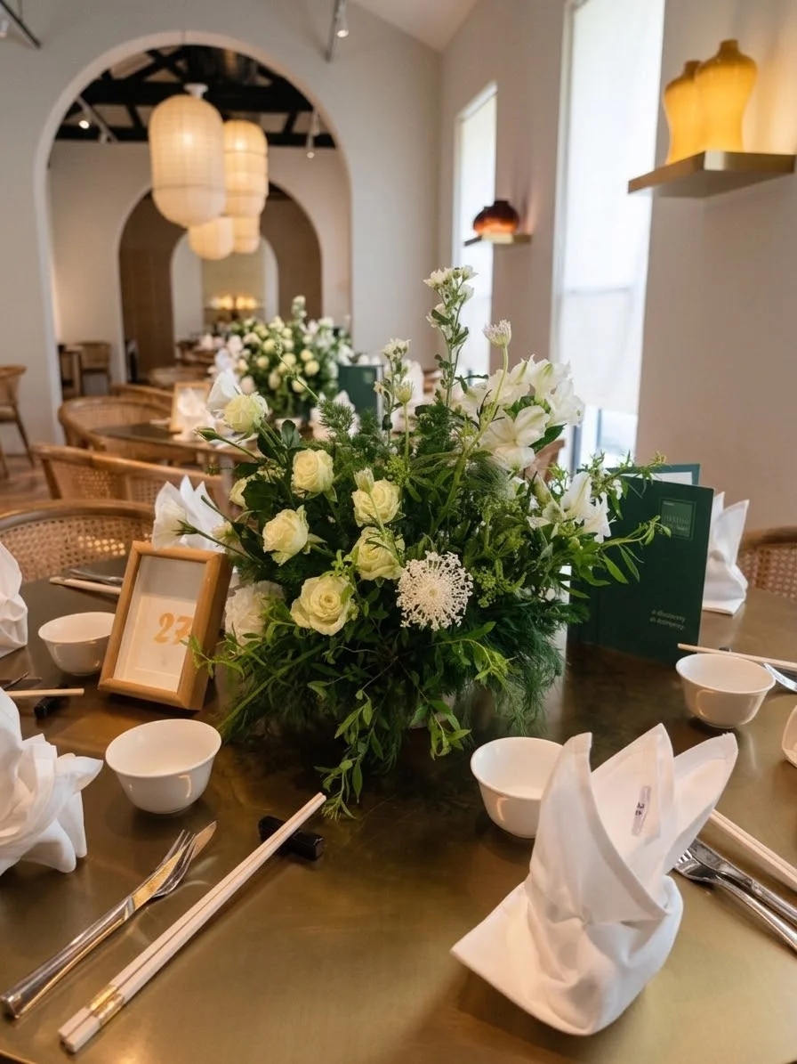 Intimate reception florals